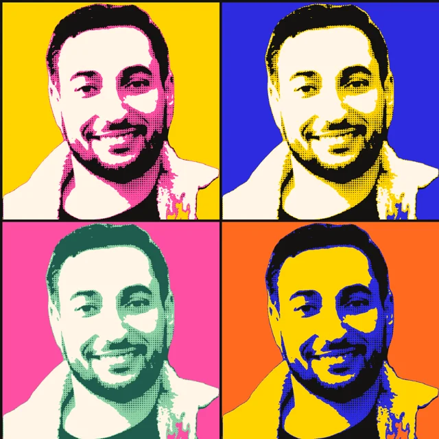 Portrait pop art de Romain Cazalas, fondateur du Groupe Le Coq